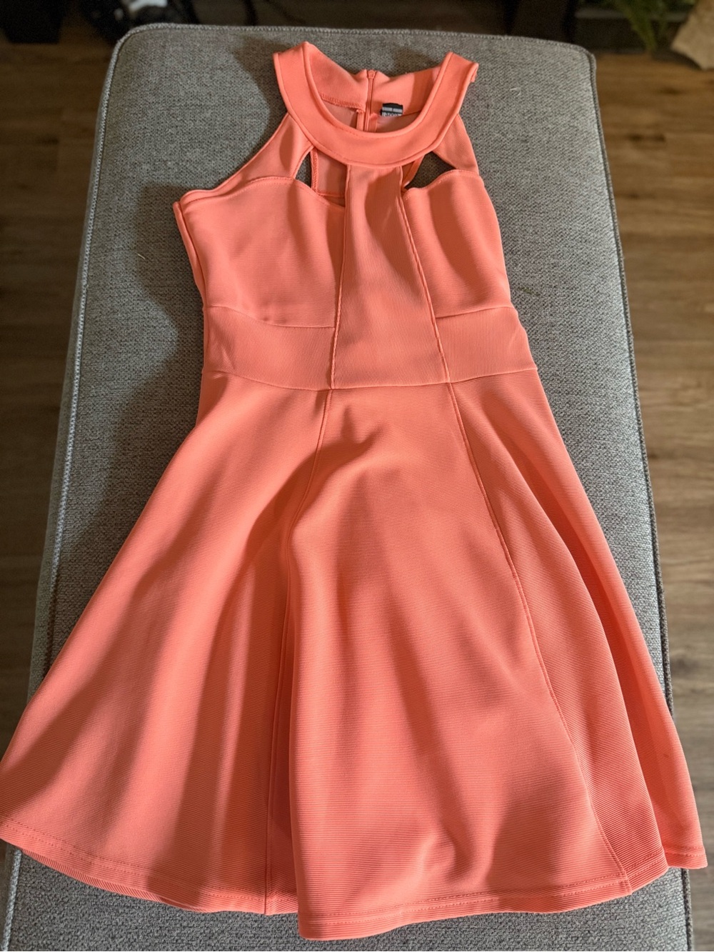 Poof! Coral Cutout Fit-and-Flare Mini Dress
